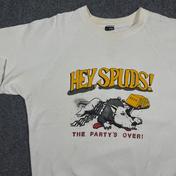 Vintage 80s Bud Light Spuds Mackenzie White Crewneck Sweatshirt Size M/L 0478 - Picture 6 of 10